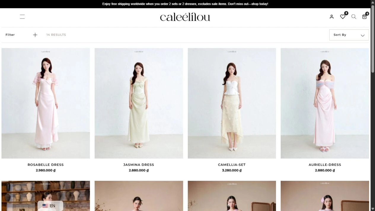 Website cửa hàng thời trang Caleelilou