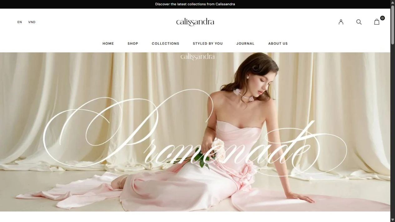 Giao diện website Calissandra do TRIAM thiết kế
